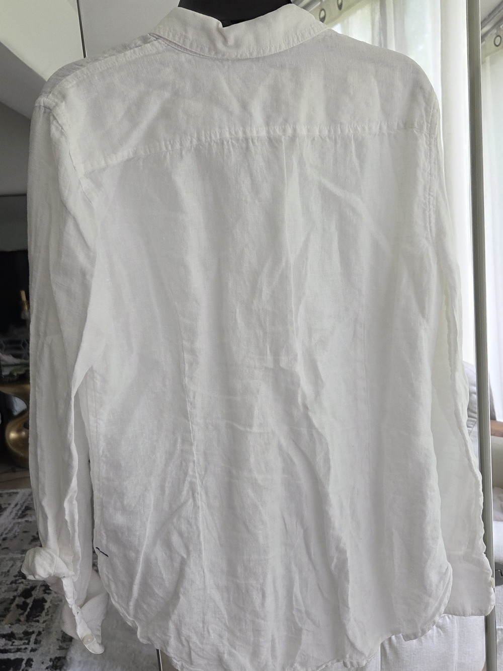 J. Crew White Linen Long-Sleeve Button-Down Shirt